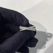 VKHK 2 cái/bộ Sang trọng Khối Zirconia  Dát Đầy Vượt qua Trang trí Mở Bộ nhẫn Thích hợp Đối với Của phụ nữ Mặc hàng ngày Và Lễ cưới - Bạc - Xem 6