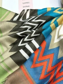 1個簡約印花圖案的新款彩色幾何鑽石設計長圍巾,春夏時尚雪紡披巾,適合女性 - 彩色 - 查看 9