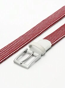 1 件男士時尚經典鬆緊編織腰帶,適合日常穿著和戶外活動 - 彩色 - 查看 2