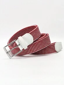 1 件男士時尚經典鬆緊編織腰帶,適合日常穿著和戶外活動 - 彩色 - 查看 4