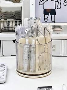 1入組小/大尺寸可旋轉圓柱形桌面文具組織盒帶抽屜，辦公室和學校用品收納筆筒 - 黃色 - 查看 10