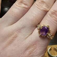 优雅的承诺戒指镶嵌紫色锆石蛋形订婚/结婚戒指，适合新娘，奢华珠宝礼物，适合情侣，情人节，妈妈，母亲，母亲节，礼物 - 皇冠白鑽戒指 - 查看 5