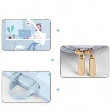 Patterned Laptop Sleeve Bag, Portable - Baby Blue - View 2