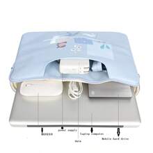 Patterned Laptop Sleeve Bag, Portable - Baby Blue - View 3