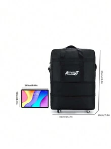 Bolso de viaje con capacidad grande, impreso con letras, con correa de hombro ajustable, bolso de playa para elementos esenciales de verano, accesorios de vacaciones, organizador de viaje, bolso de hospital, accesorios de viaje para campamento - Negro - Ver 2