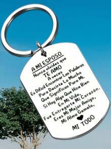 1 Piece Men'S Stainless Steel Brand Keychain Spanish Couple Confession Gift Valentine'S Day Gift Couple Pendant Pendant Car Accessories Bag Charm Backpack For School