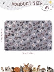 1入組冬季暖和珊瑚絨貓狗爪印毛毯,適用於小-中型貓狗,室內和戶外使用 - 灰色 - 查看 8