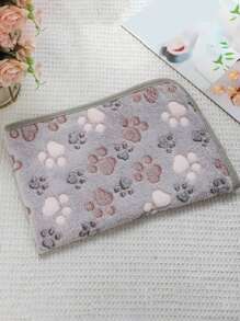 1入組冬季暖和珊瑚絨貓狗爪印毛毯,適用於小-中型貓狗,室內和戶外使用 - 灰色 - 查看 4