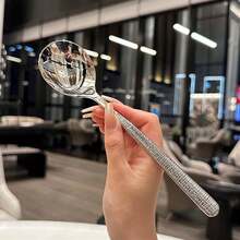 1-2入組304不銹鋼湯匙套裝,加厚湯匙,韓式長柄晚餐匙,冰淇淋匙,西瓜用勺