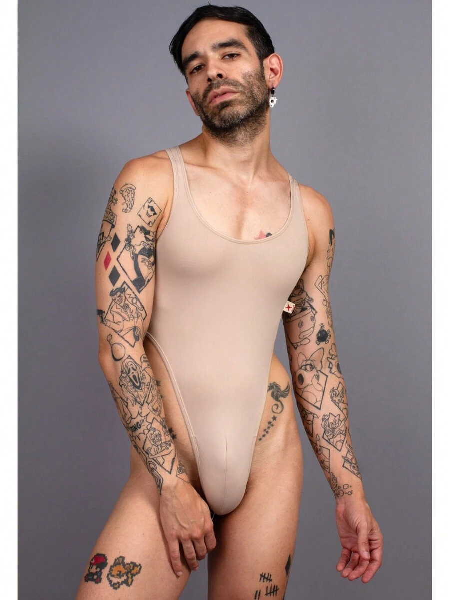 Body para hombre corte único y versátil. - Beis - Ver 1