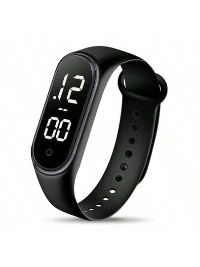 1pc Digital LED Student Bracelet Watch, Touch Screen Date, Couple Sport Luminous Waterproof Electronic Wear