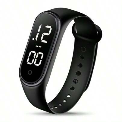 1pc Digital LED Student Bracelet Watch, Touch Screen Date, Couple Simple Fashion Sport Luminous Waterproof Electronic Watch, Suitable For Daily Wear