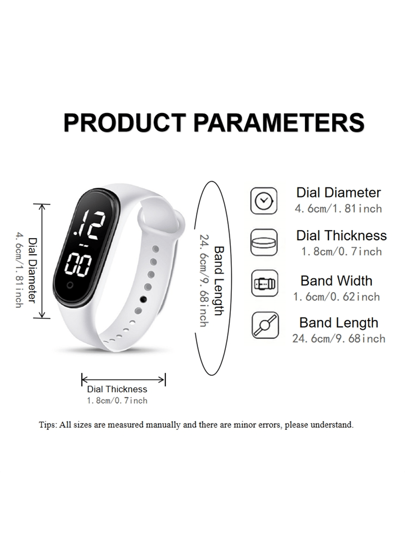 1pc Digital LED Student Bracelet Watch, Touch Screen Date, Couple Sport Luminous Waterproof Electronic Wear view 3