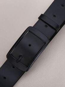 1 Women's Black Rectangular Buckle Pu Large Size Belt Suitable For Daily Use, Widened Version Belt Summer, School