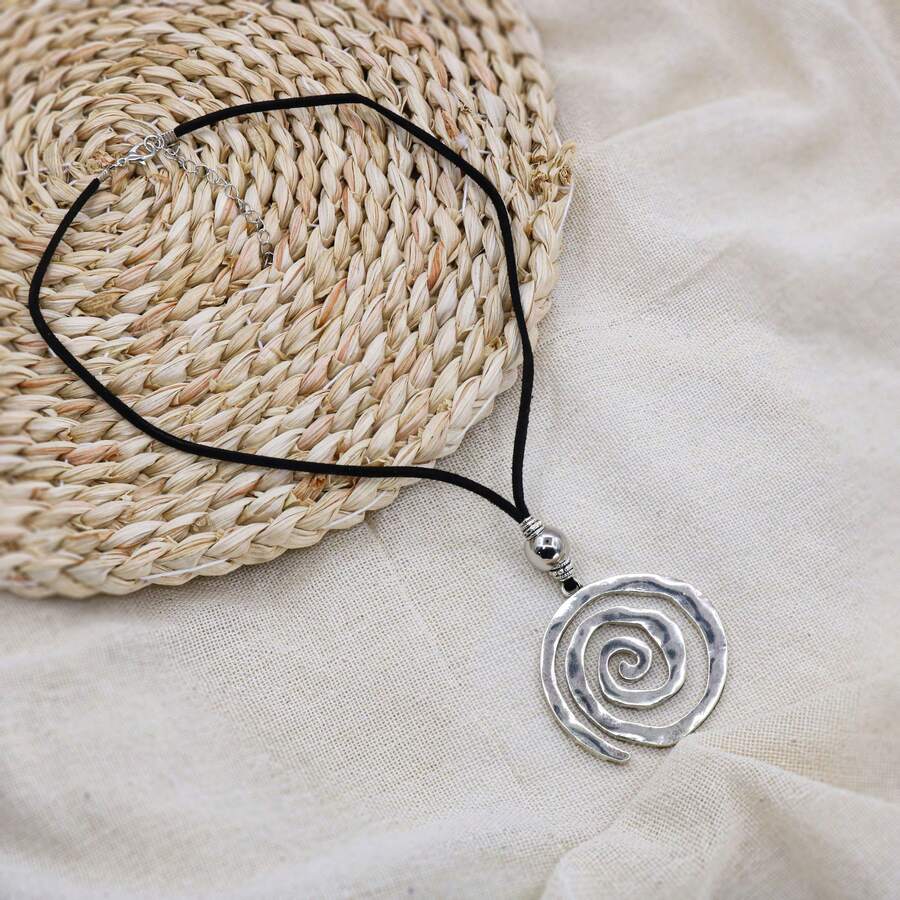波西米亞風格編織繩帶漩渦吊墜文藝復古時尚個性項鍊首飾 - 款式一 - 查看 1