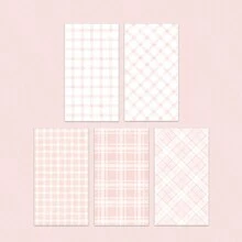 1本/50張方格材質筆記本,復古創意印刷diy日誌裝飾便利貼 - 藕粉色 - 查看 1