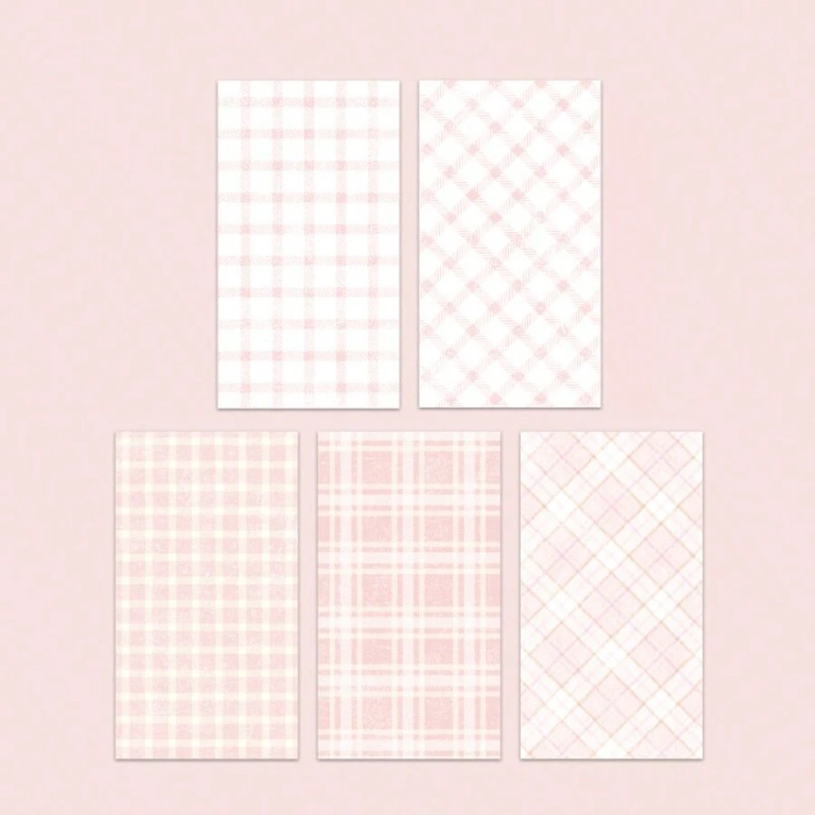 1本/50張方格材質筆記本,復古創意印刷diy日誌裝飾便利貼 - 藕粉色 - 查看 1