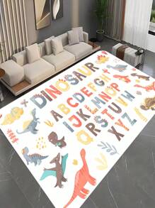 1入防滑卡通恐龍印花嬰兒學習地毯,適用於客廳、咖啡桌、書房、臥室和床邊 - 彩色 - 查看 1