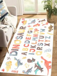1入防滑卡通恐龍印花嬰兒學習地毯,適用於客廳、咖啡桌、書房、臥室和床邊 - 彩色 - 查看 3