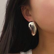 1 对欧美风格脸型金银金属超大耳环，带抛光镜面，时尚个性珠宝 - 人面金屬耳環 - 查看 10