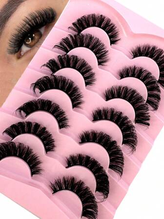 New 3d Fluffy Cat Eye Russian False Eyelashes, Curly & Thick, Dd Curl, 7 Pairs, Wholesale Strip Lashes, Lashes, Eyelashes, Fake Lashes
