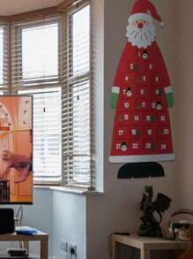 1 Stück Adventskalender aus Filz im Weihnachtsstil 3D Weihnachtsmann Adventskalender mit 24 Taschen Weihnachts-Countdown Ornamente zum Aufhängen für Zuhause, Büro, Tür, Wanddekoration, ein ideales Geschenk