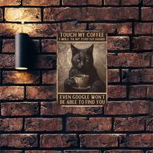 1片觸碰我的咖啡,我會狠狠打你金屬搞笑復古鐵牌,可愛貓咖啡茶水杯餐廳裝飾藝術牌匾,家庭浴室花園酒吧房間餐廳咖啡廳車庫家居牆壁裝飾,防水防塵耐用易於清潔,8x12英寸 - 深灰色 - 查看 3