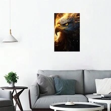 1 件帆布牆壁藝術黑色和金色動物牆壁裝飾金眼酷鷹圖片印刷藝術品適合客廳臥室裝飾,無框 - 彩色 - 查看 3