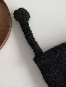 1pc Cute Long Horn Star Decor Knitted Hat For Women, Autumn/Winter, Warm Ear Protection Beanie - Black - View 6