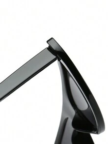 1 件男女通用时尚金属铰链猫眼时尚眼镜，带水钻和水滴形镜框 - 黑色 - 查看 3