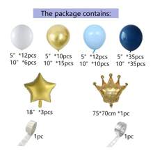 Juego de 141 globos en azul marino y dorado para hacer guirnaldas y arcos, globos metalizados en forma de corona y estrella para decoración de fiesta de cumpleaños, aniversario y Navidad - Azul y blanco - Ver 2