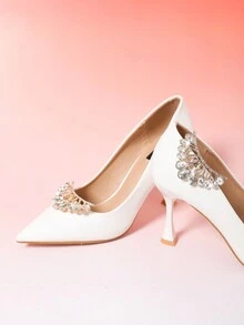 1 Pair (2pcs) Detachable Diamond-Crown-Shaped Diy Shoe Clips, Fashionable & Elegant Shoe Accessories, Suitable For Black/White/Red High-Heeled Shoes, Pumps, Suitable For Career Business, Date, Princess Shoes - Gold - View 4