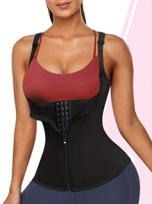Sport Outdoor 1 Stück Reißverschluss & Haken Verschluss Schwarzes Trägerhemd Formende Unterwäsche Taillenformer Corsage Fitness Zubehör