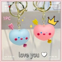 1只新可愛的卡通鑰匙扣,適用於汽車鑰匙或背包,心形箭頭設計,柔軟橡膠材質,適合女性使用。是送給閨蜜的完美禮物。 - 藍色 - 查看 5