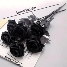 6入組哥特風格人造玫瑰花,黑色 - 黑色 - 查看 2
