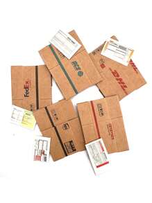 5 件/套微型紙板裝運盒 1:12 娃娃屋配件,適合娃娃屋裝飾、家具、派對禮品、聖誕禮物、驚喜小禮物