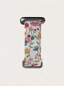 Multicolor Floral Silicone Watch Band Compatible With Apple Watch 38mm 40mm 41mm 42mm 44mm 45mm 49mm, Fits Apple Watch Ultra/S10/SE/8/7/6/5/4/3/2/1 - White - View 5