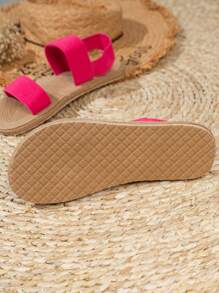 女式熱粉色新款夏季時尚海灘拖鞋夏威夷風格涼鞋，適用於戶外旅行度假 - 玫紅色 - 查看 6