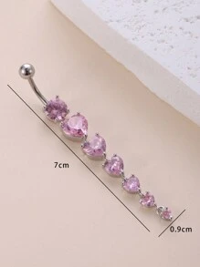 1pc Vibrant Rhinestone Heart Shaped Navel Ring In Various Sizes Valentines