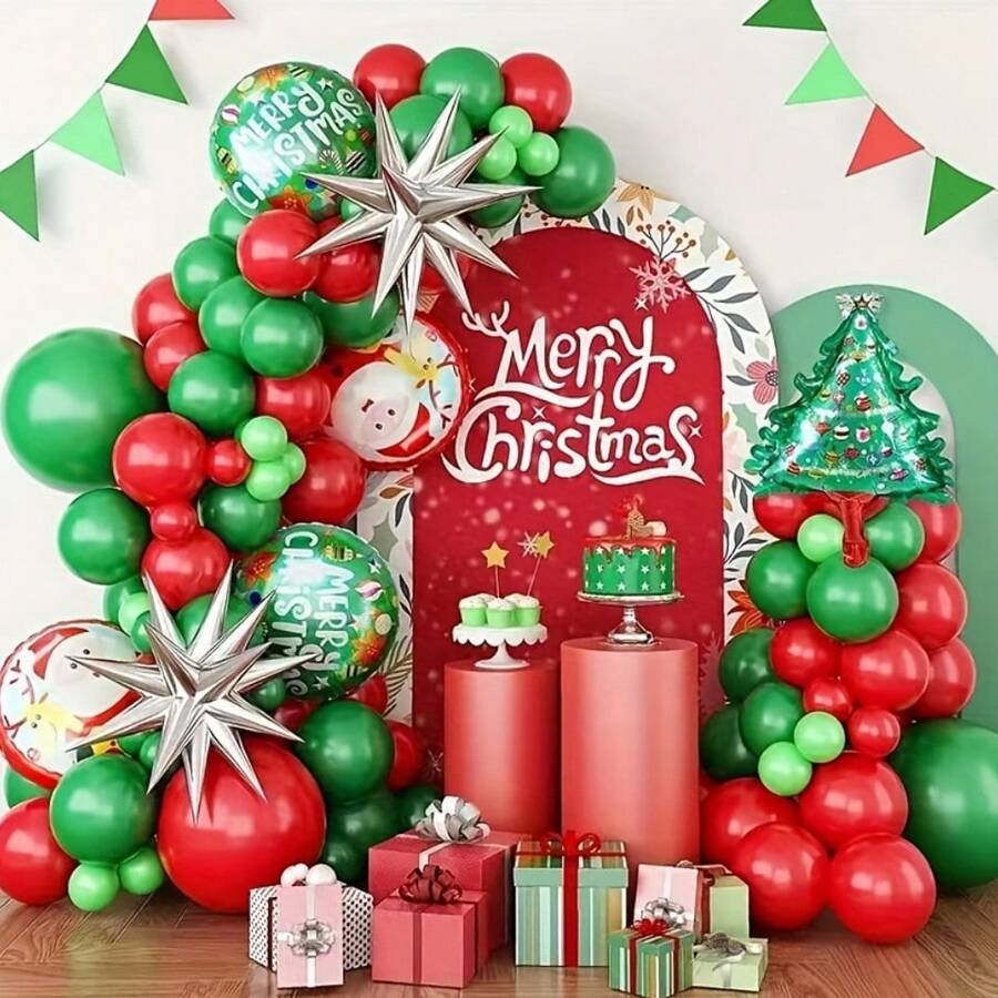 120入組紅綠色氣球聖誕節拱門裝飾 - 彩色 - 查看 1
