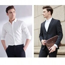 Camisas para Hombre De Vestir Cuello Mao Formal Manga Larga Caballero Elegante Moda Slim Fit Casual