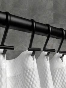 12入/盒時尚牢固的鐵合金滑動浴簾掛勾 - 黑色 - 查看 2
