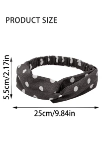 1pc Polka Dot Twisted Elastic Headband For Girls, Vintage Headband With Christmas Printed (Black, White), Suitable For Festival, Holiday And Daily Use - Grey - View 2