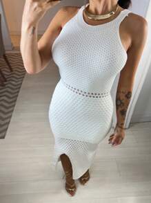 Women Sweater Dresses - 白色 - 查看 1