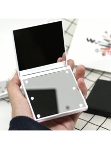 1入迷你化妝鏡,帶燈,便攜式口袋折疊式雙面鏡,禮品（電池不包含,需另行購買）,適用於家居桌上裝飾,浴室,梳妝台,臺面臥室,旅行宿舍鏡子女性禮物 - 粉色 - 查看 3