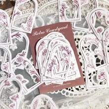 1 件裝 30 件復古風格日記貼紙、diy 裝飾材料貼紙、剪貼簿創意用品、手機/電腦/筆記型電腦美學配件（隨機 4 款） - 紅木色 - 查看 2