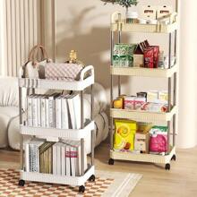 1pc 3/4/5-Layer Storage Rack, Bedside Shelf, Floor-Standing Shelf, Bathroom Shelf, Kitchen Cart With Narrow Gap, Wide Bookshelf, Snack Shelf Cart - White - View 6