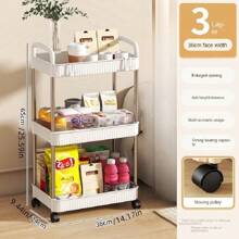 1pc 3/4/5-Layer Storage Rack, Bedside Shelf, Floor-Standing Shelf, Bathroom Shelf, Kitchen Cart With Narrow Gap, Wide Bookshelf, Snack Shelf Cart - White - View 4