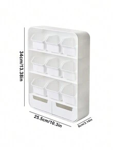 1個抽屜式桌面組織者,極簡風格多功能小物品收納盒 - 白色 - 查看 3