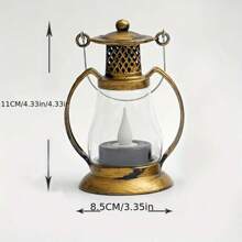 1入組塑膠無火電動燈籠燈,聖誕節閃爍led蠟燭燈,適用於庭院花園,電池運行的老式燈泡夜燈,青銅閃爍燈,聖誕和萬聖節裝飾 - 銅色 - 查看 6